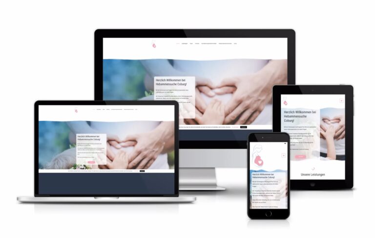 Mockup Multiscreen von Hebammensuche Coburg